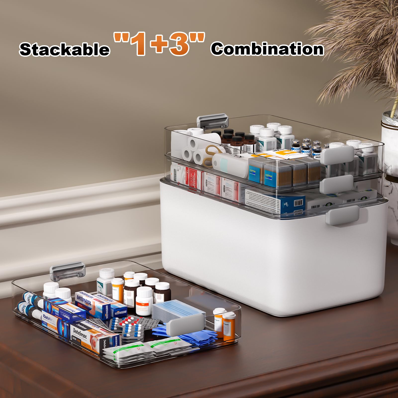 funest 4-Tier Medicine Storage Box Cabinet, Empty First Aid Kit